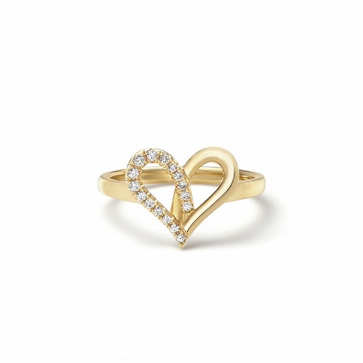 fil rouge heart midi ring half diamonds