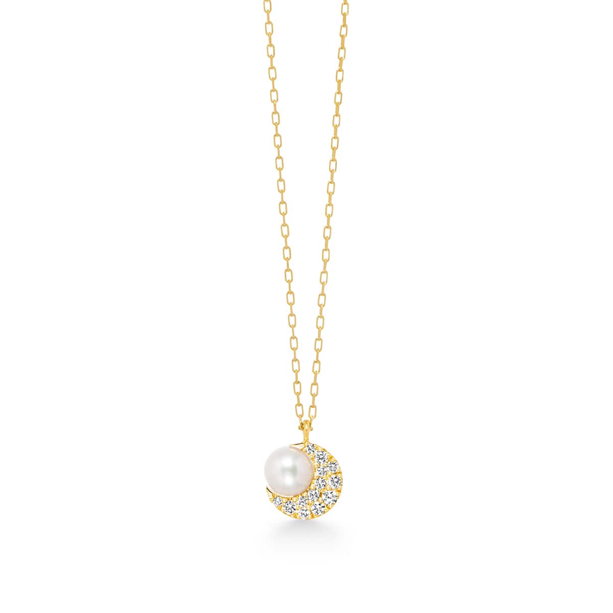 crescent pearl pavé necklace