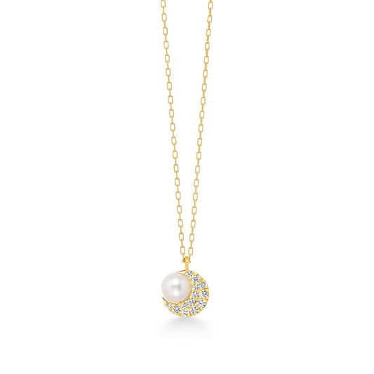 crescent pearl pavé necklace