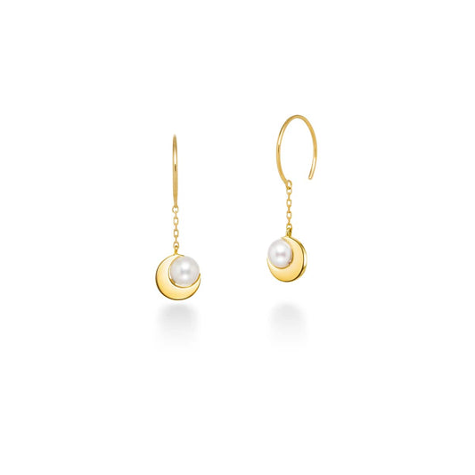 crescent pearl 耳環