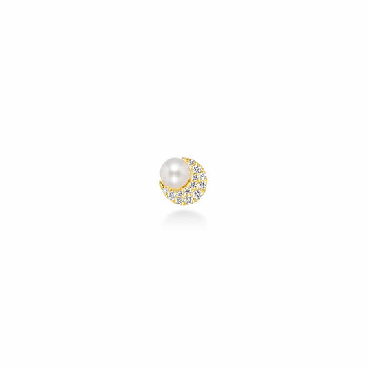 crescent pearl pavé earring
