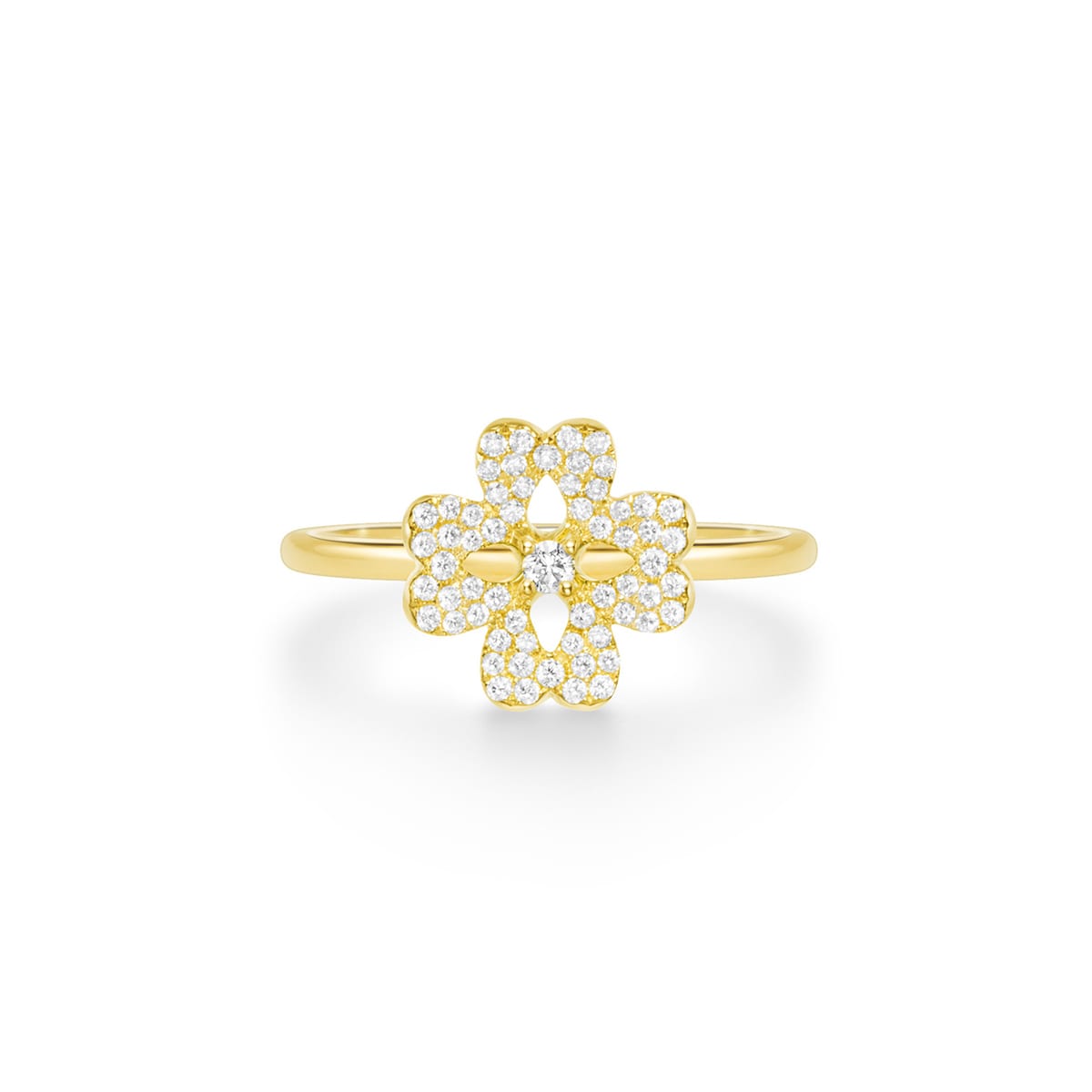 fleur blanche pavé ring