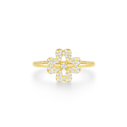 fleur blanche pavé ring