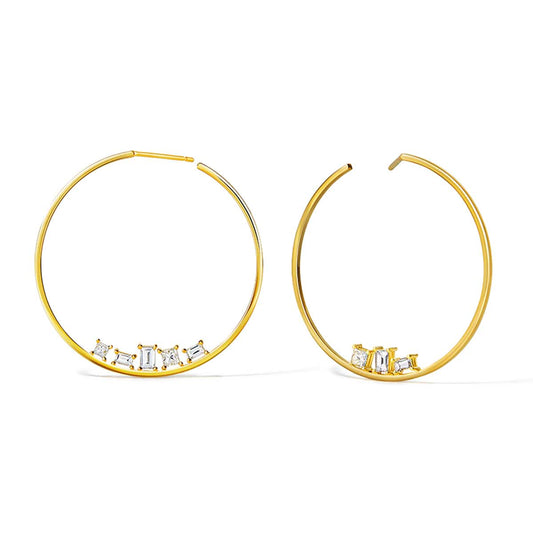 mosaic hoop asymmetric earrings