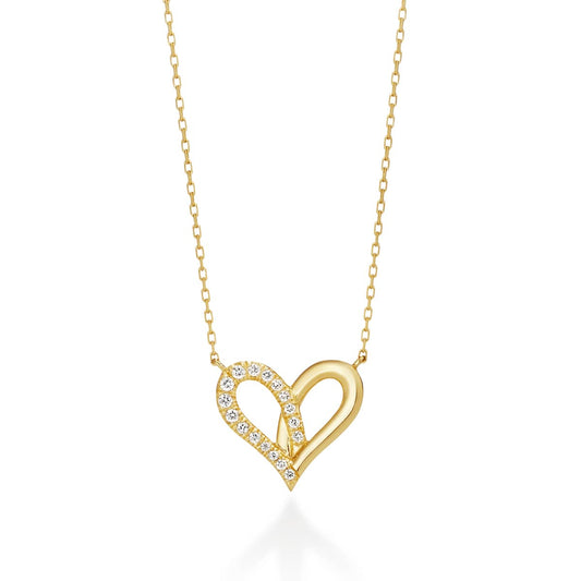 fil rouge heart midi necklace half diamonds