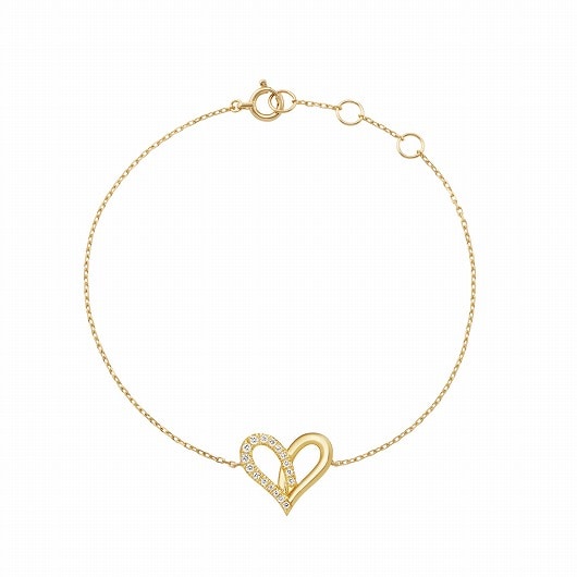 fil rouge heart midi bracelet half diamonds