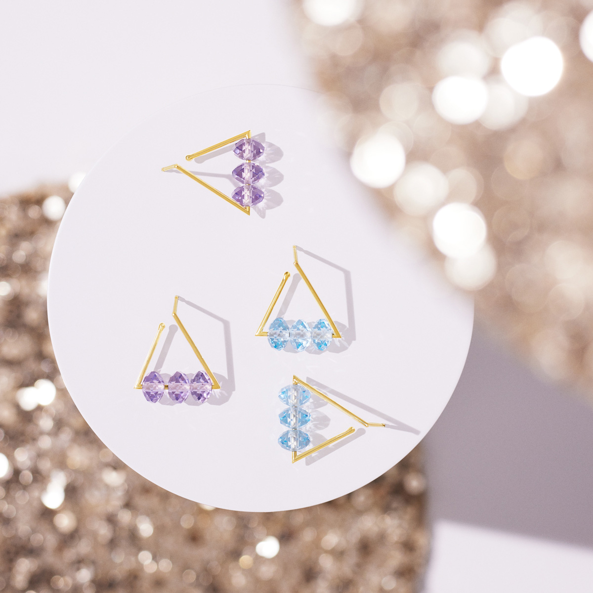 AHKAH spring sequin A-line earring (amethyst)