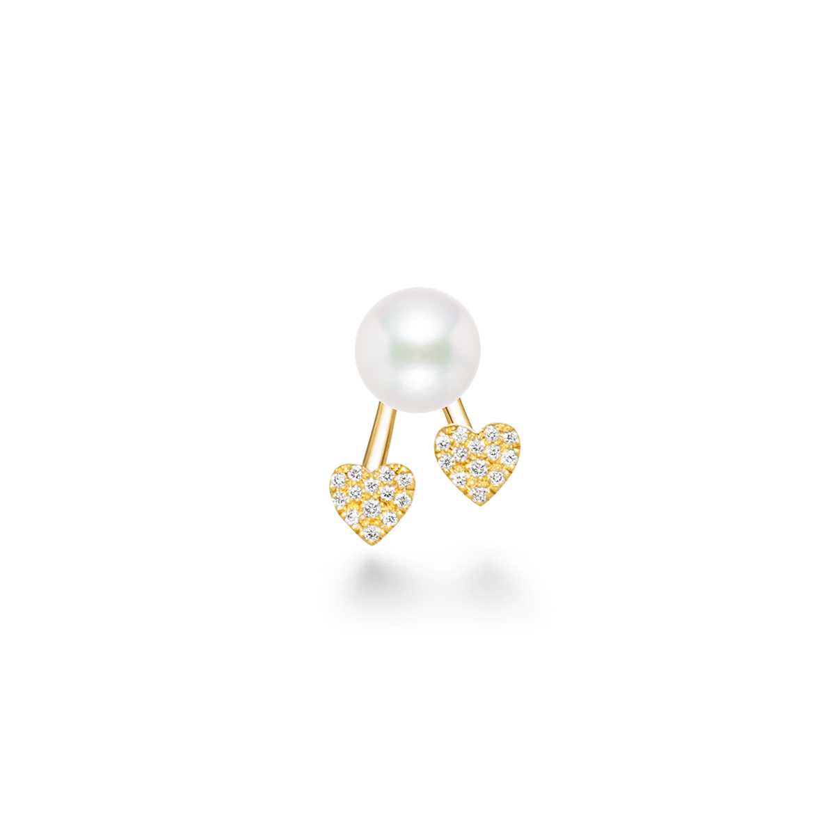 heart pavé duo pearl earring