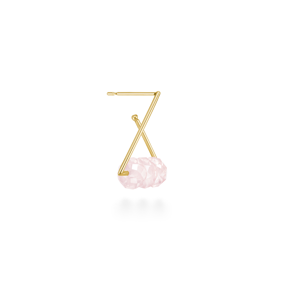 AHKAH spring sequin A-line earring (rose quartz)