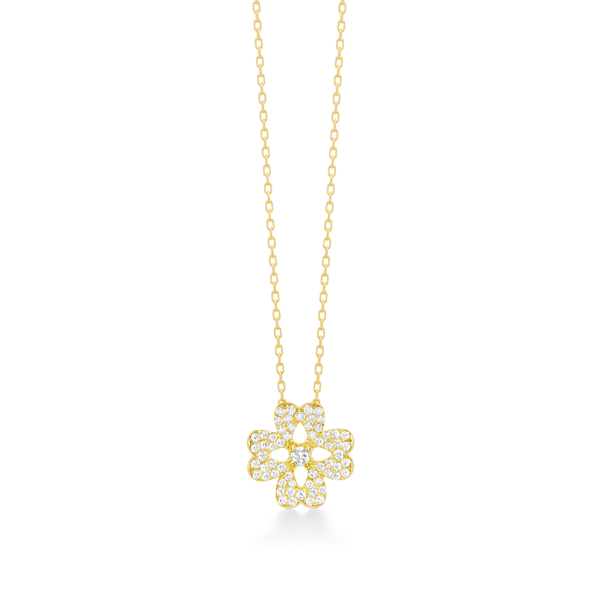 Collier fleur blanche pavé