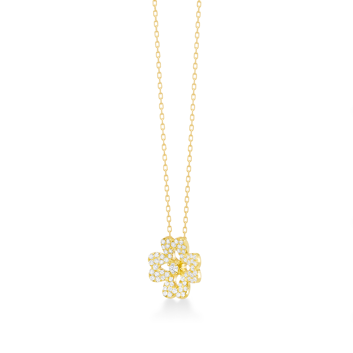 fleur blanche pavé necklace