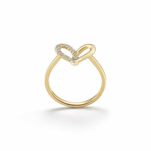 fil rouge heart midi ring half diamonds